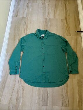 Universal Thread Linen Blend Green Long-Sleeve Button-Up Shirt